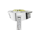 White gold Fancy Yellow Pear  Cut Halo Diamond Ring with Pavé Band and Milgrain Prong Setting_37
