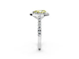 White gold Fancy Yellow Pear Cut Halo Diamond Ring with Pavé Band and Three-Prong Setting_26