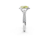 White gold Fancy Yellow Pear Cut Halo Diamond Ring with Pavé Band_26