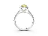White gold Fancy Yellow Pear Cut Halo Diamond Ring with Pavé Band_27