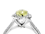 White gold Fancy Yellow Pear Cut Halo Diamond Ring with Pavé Band_28
