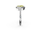 White gold Fancy Yellow Pear  Cut Halo Diamond Ring with Pave Band and Four-Prong Setting_26
