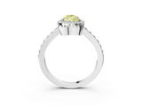 White gold Fancy Yellow Pear  Cut Halo Diamond Ring with Pave Band and Four-Prong Setting_27