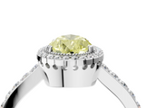 White gold Fancy Yellow Pear  Cut Halo Diamond Ring with Pave Band and Four-Prong Setting_28
