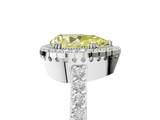 White gold Fancy Yellow Pear  Cut Halo Diamond Ring with Pave Band and Four-Prong Setting_29