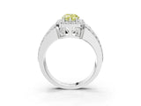 White gold Fancy Yellow Pear Cut Halo Diamond Ring with Round  Split Shank and Prong Setting_157