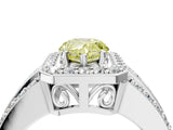 White gold Fancy Yellow Pear Cut Halo Diamond Ring with Round  Split Shank and Prong Setting_171