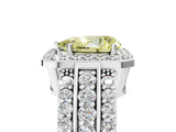 White gold Fancy Yellow Pear Cut Halo Diamond Ring with Round  Split Shank and Prong Setting_172