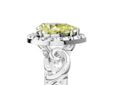 White gold Fancy Yellow Pear  Cut Halo Diamond Ring with Scrollwork Band and Four-Prong Setting_120