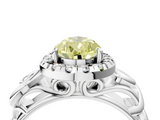 White gold Fancy Yellow Pear  Cut Halo Diamond Ring with Scrollwork Band and Four-Prong Setting_135