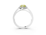 White gold Fancy Yellow Pear Cut Halo Diamond Ring with Solitaire Band and Prong Setting_27