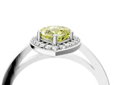 White gold Fancy Yellow Pear Cut Halo Diamond Ring with Solitaire Band and Prong Setting_28