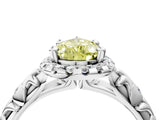 White gold Fancy Yellow Pear Cut Halo Diamond Solitaire with Filigree Band and Four-Prong Setting_4