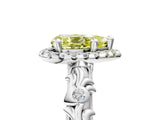 White gold Fancy Yellow Pear Cut Halo Diamond Solitaire with Filigree Band and Four-Prong Setting_5