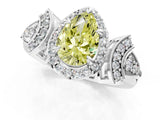 White gold Fancy Yellow Pear Cut Halo Diamond Split Shank Engagement Ring with Four-Prong Setting_1