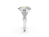 White gold Fancy Yellow Pear Cut Halo Diamond Split Shank Pave Ring_2