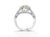 White gold Fancy Yellow Pear Cut Halo Diamond Split Shank Pave Ring_3