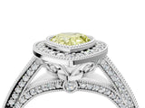 White gold Fancy Yellow Pear Cut Halo Diamond Split Shank Pave Ring_4