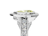 White gold Fancy Yellow Pear Cut Halo Diamond Split Shank Pave Ring_5