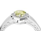 White gold Fancy Yellow Pear Cut Halo Diamond Split Shank Ring with Prong Setting_4