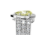 White gold Fancy Yellow Pear Cut Halo Diamond Split Shank Ring with Prong Setting_5