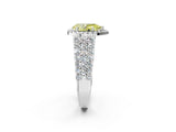 White gold Fancy Yellow Pear Cut Halo Pavé Diamond Engagement Ring with Split Shank and Four-Prong Setting_5