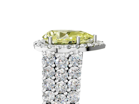 White gold Fancy Yellow Pear Cut Halo Pavé Diamond Engagement Ring with Split Shank and Four-Prong Setting_8