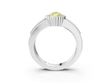 White gold Fancy Yellow Pear  Cut Halo Pave Band Four-Prong Ring_52