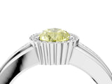 White gold Fancy Yellow Pear  Cut Halo Pave Band Four-Prong Ring_53