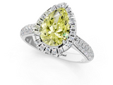 White gold Fancy Yellow Pear  Cut Halo Pave Band Four-Prong Setting Ring_21