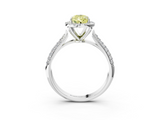 White gold Fancy Yellow Pear  Cut Halo Pave Band Four-Prong Setting Ring_23