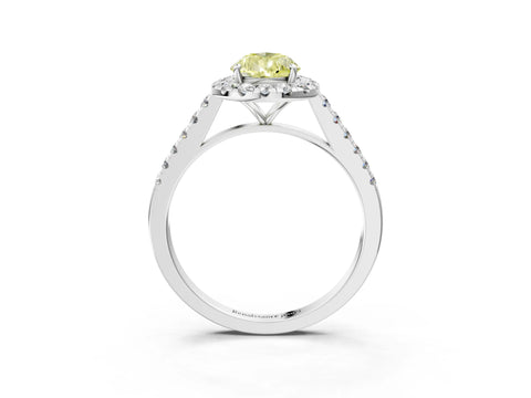 White gold Fancy Yellow Pear Cut Halo Pave Diamond Engagement Ring with Four-Prong Setting_3
