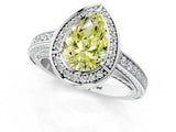 White gold Fancy Yellow Pear  Cut Halo Pave Split Shank Prong Setting Ring_33