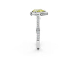 White gold Fancy Yellow Pear  Cut Halo Pave Split Shank Prong Setting Ring_33