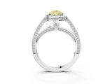 White gold Fancy Yellow Pear  Cut Halo Pave Split Shank Prong Setting Ring_34