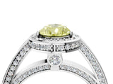 White gold Fancy Yellow Pear  Cut Halo Pave Split Shank Prong Setting Ring_35