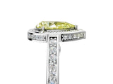 White gold Fancy Yellow Pear  Cut Halo Pave Split Shank Prong Setting Ring_37