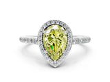 White gold Fancy Yellow Pear Cut Halo Round Diamond Pavé Band with Four-Prong Setting_15