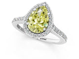 White gold Fancy Yellow Pear Cut Halo Round Diamond Pavé Band with Four-Prong Setting_16