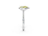 White gold Fancy Yellow Pear Cut Halo Round Diamond Pavé Band with Four-Prong Setting_17