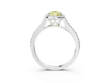 White gold Fancy Yellow Pear Cut Halo Round Diamond Pavé Band with Four-Prong Setting_18