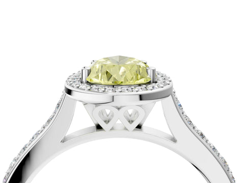 White gold Fancy Yellow Pear Cut Halo Round Diamond Pavé Band with Four-Prong Setting_19