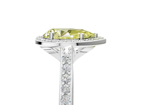 White gold Fancy Yellow Pear Cut Halo Round Diamond Pavé Band with Four-Prong Setting_20