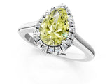 White gold Fancy Yellow Pear Cut Halo Round Diamond Solitaire Engagement Ring with Pave Band and Four-Prong Setting_25
