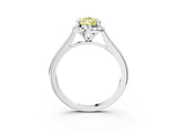 White gold Fancy Yellow Pear Cut Halo Round Diamond Solitaire Engagement Ring with Pave Band and Four-Prong Setting_27