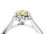 White gold Fancy Yellow Pear Cut Halo Round Diamond Solitaire Engagement Ring with Pave Band and Four-Prong Setting_28