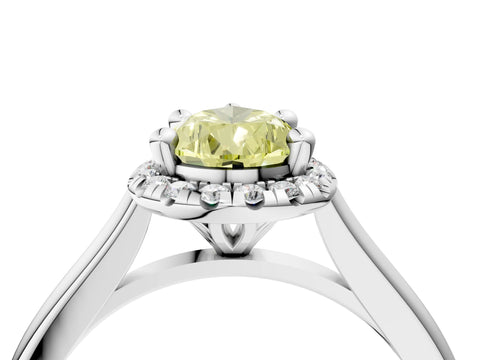 White gold Fancy Yellow Pear Cut Halo Round Diamond Solitaire Engagement Ring with Pave Band and Four-Prong Setting_28