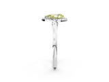 White gold Fancy Yellow Pear Cut Halo Round Diamond Solitaire Ring with Pavé Band and Four-Prong Setting_14