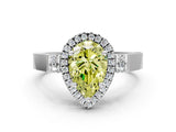 White gold Fancy Yellow Pear Cut Halo Round Diamond Twist Band with Four-Prong Setting_12