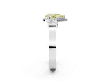 White gold Fancy Yellow Pear Cut Halo Round Diamond Twist Band with Four-Prong Setting_14